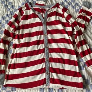 Burt’s Bees Adult Onesie Red and White Stripe XL